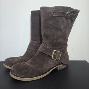 American Eagle Leather Suede Boots 7 Womens Moto Y2k